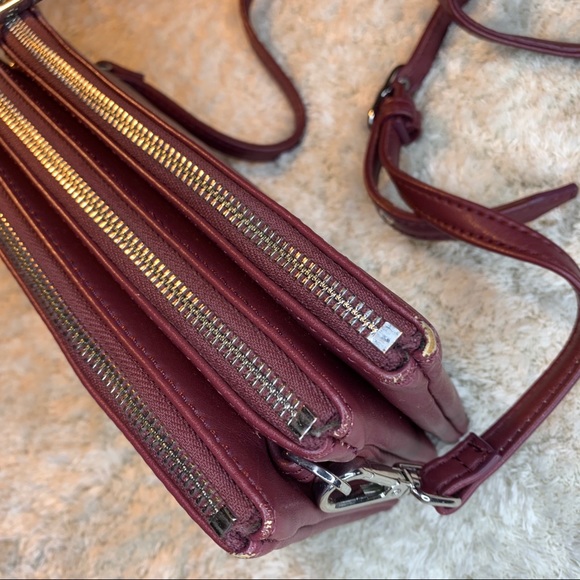 Matt & Nat Burgundy Vegan Triplet Crossbody - Picture 3 of 4